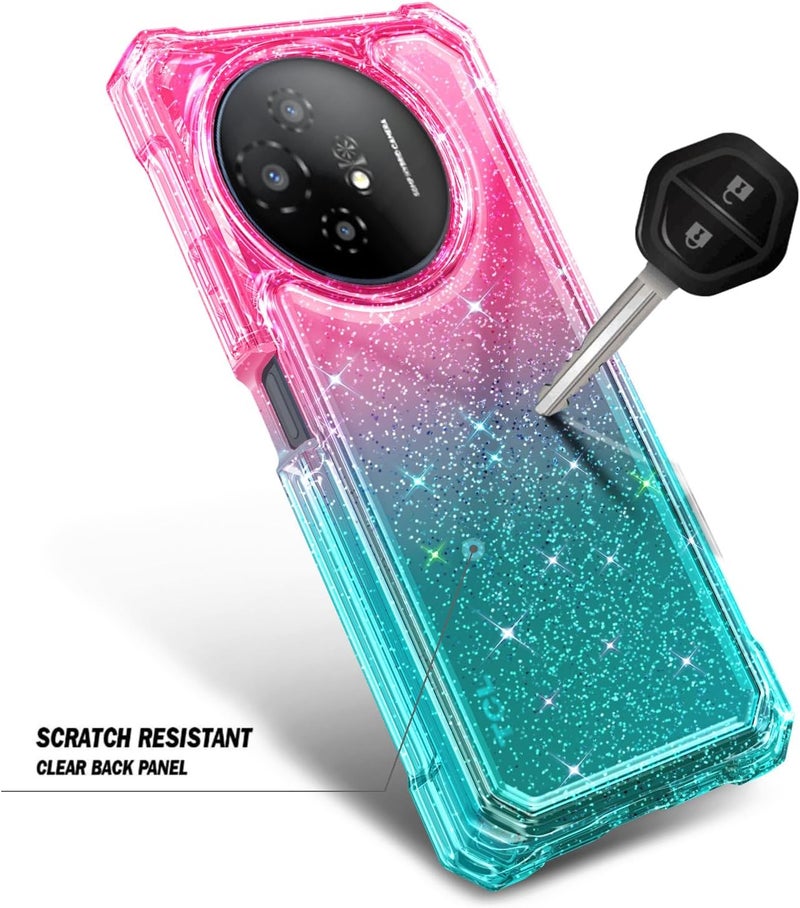 WDHD Compatible with TCL 50 XL 5G & TCL 50 XL NXTPAPER 5G Phone Case Glitter Pink/Aqua | Full-Body Protective Shockproof Rugged Bumper Cover with Screen Protector, Raised Corners Drop Protection - Image 4